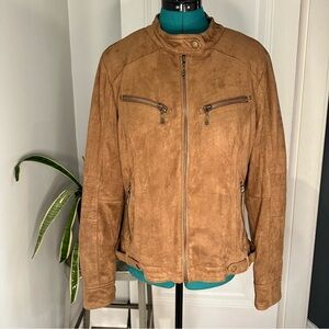 Odyn Women's Tan Faux Leather Jacket XL